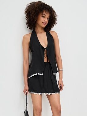 NWT VRG GRL BLACK 2 PIECE SKIRT AND TOP SET SEQUIN SZ SMALL COORD